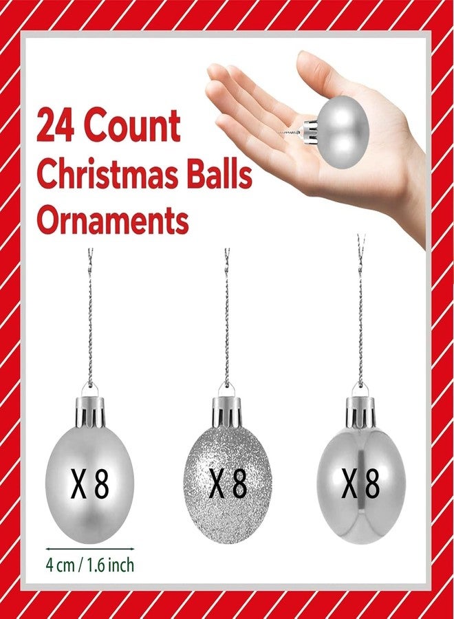Lazybeee زينة كرات عيد الميلاد من ليزي بي (عبوة من 24 كرة، 4 سم) - كرات فضية لتزيين شجرة عيد الميلاد لحفلات الأعياد وحفلات الزفاف والديكور المنزلي - Image 3